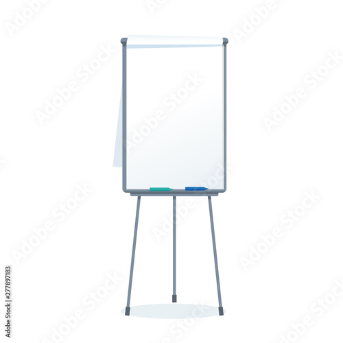 Vector realistic blank flipchart with three legs