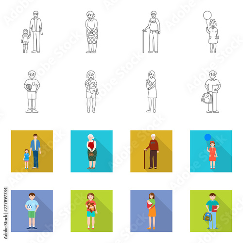 Isolated object of character and avatar symbol. Set of character and portrait stock symbol for web.