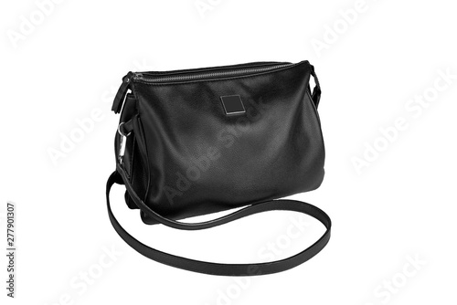 black woman leather handbag isolated on white background