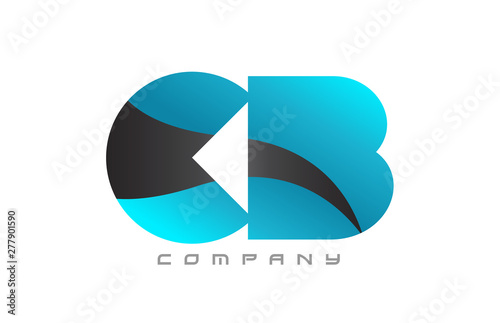 CB C B blue black combination alphabet letter logo icon design