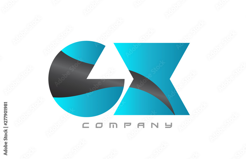 GX G X blue black combination alphabet letter logo icon design
