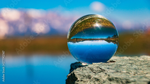 Fototapeta Naklejka Na Ścianę i Meble -  Crystal ball alpine landscape shot at Rauris, Salzburg, Austria