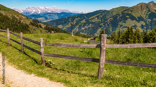 Beautiful alpine view with a fence at Rauris, Salzburg, Austria