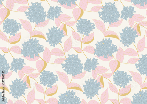 hydrangea splash spring seamless vector pattern
