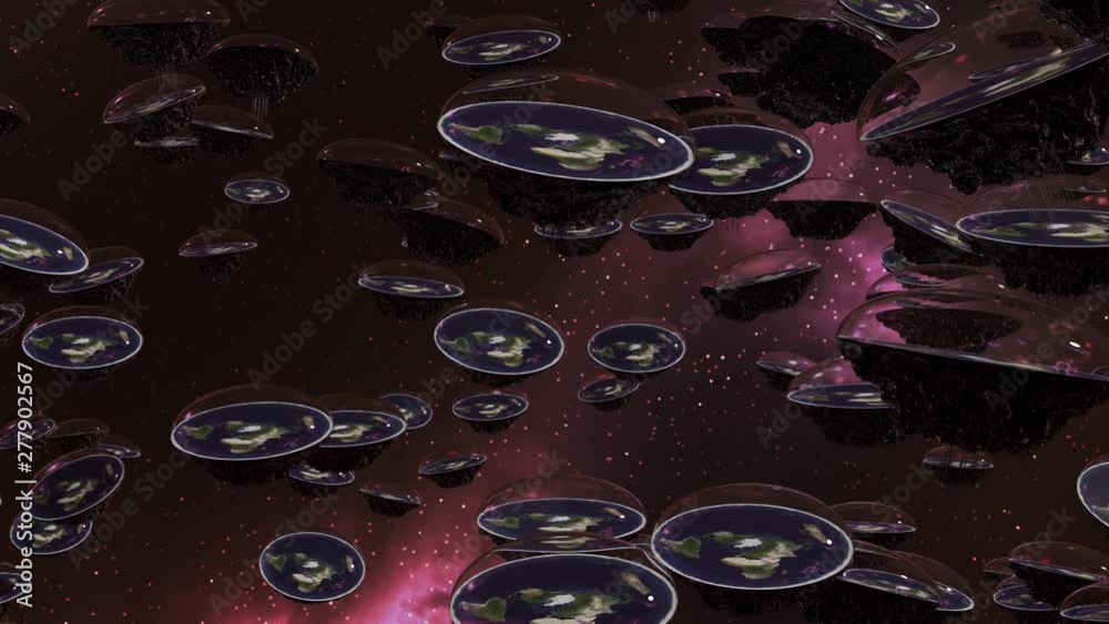 Flat Earth world ship conspiracy theory dome spaceships planet in space 4K