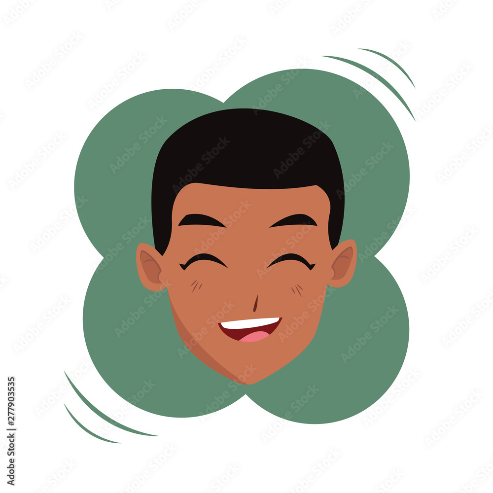 Young man face smiling cartoon Young man face smiling cartoon