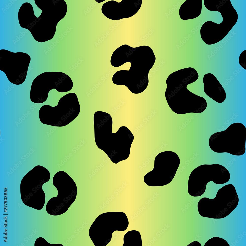 Leopard gradient pastel seamless pattern. Animal Print blue, green, yellow color 90's style. Vector Cheetah fashion print. Leopard gradient pastel seamless pattern. Animal Print blue, green, yellow color 90's style. Vector Cheetah fashion print.