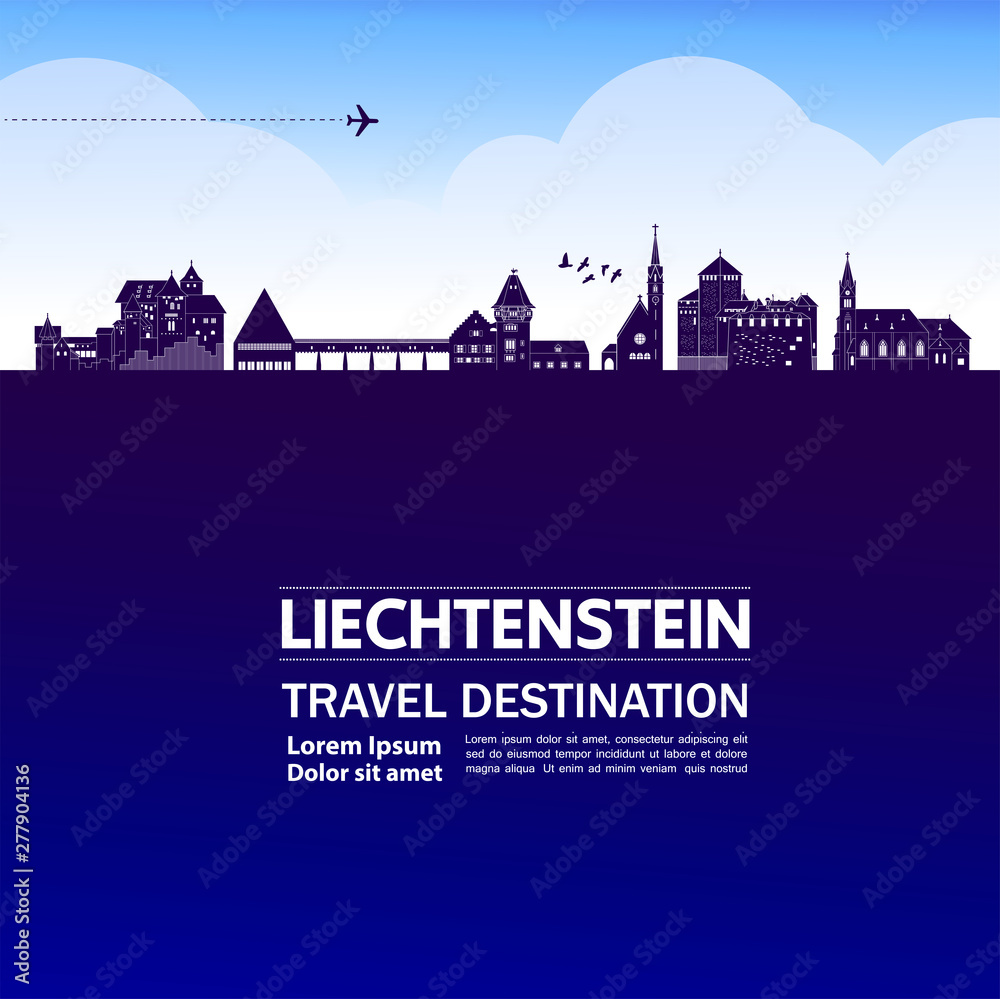 Liechtenstein travel destination grand vector illustration.
