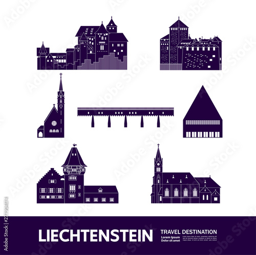 Liechtenstein travel destination grand vector illustration.