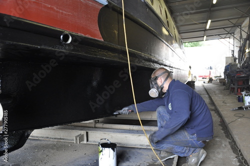 Schilderij op canvas Blacking Narrowboat Hull