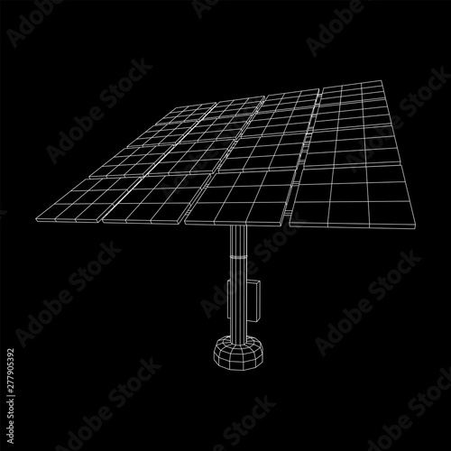 Solar energy panel. Wireframe low poly mesh vector illustration
