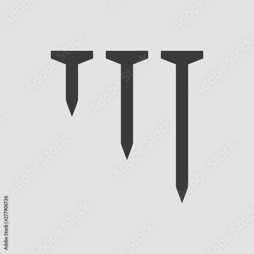 Nail icon isolated of flat style. Vector illustration.