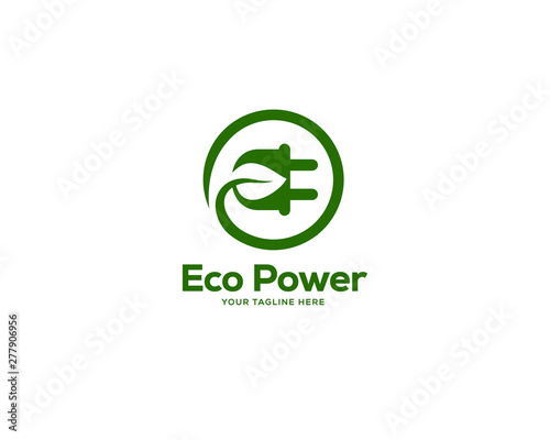 eco power logo design template, creative leaf logo design vector
