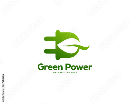 eco power logo design template, creative leaf logo design vector