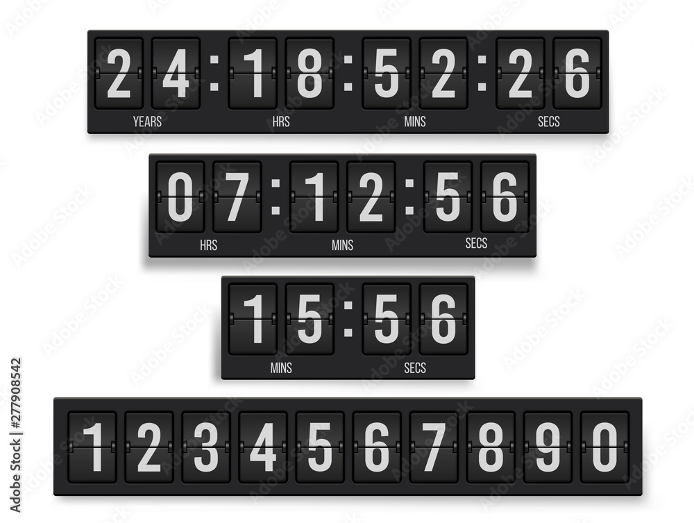 Countdown timer set, mechanical device for information