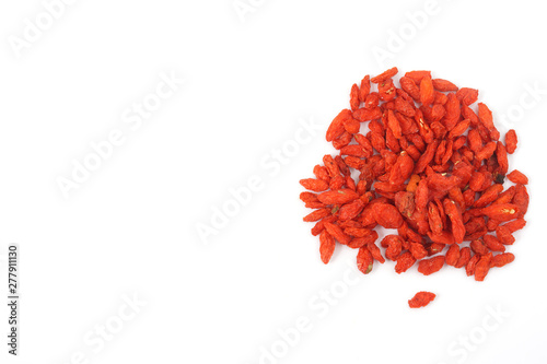 Chinese herbal dried goji berries isolated on white background