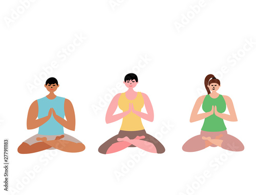 Group yoga class man and women. Vector editable file eps 10