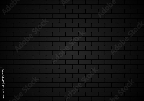 Black brick wall texture. Realistic decorative background.