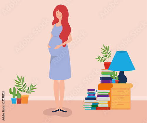 pregnancy woman in house place scene