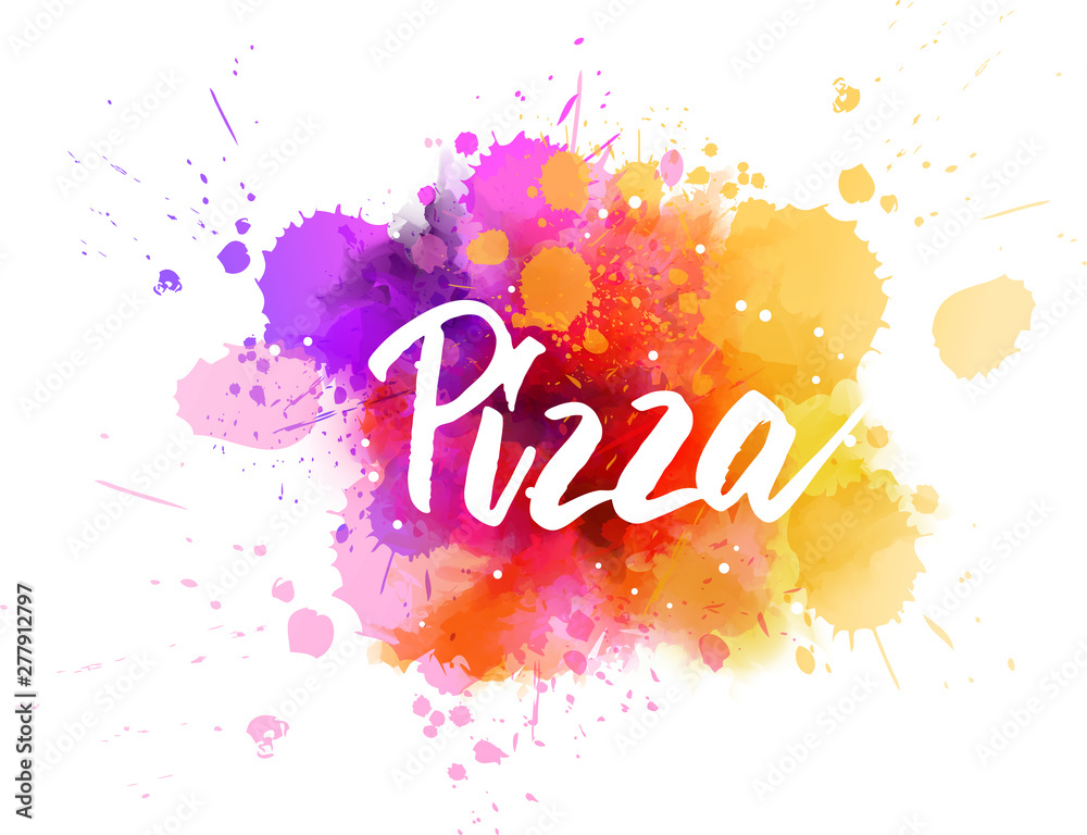 Obraz Pizza lettering on watercolor background