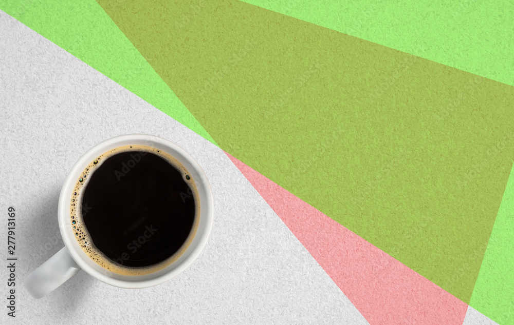 cup of coffee on paper background - obrazy, fototapety, plakaty 