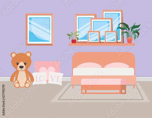 beautiful bed room house scene