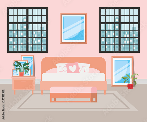 beautiful bed room house scene