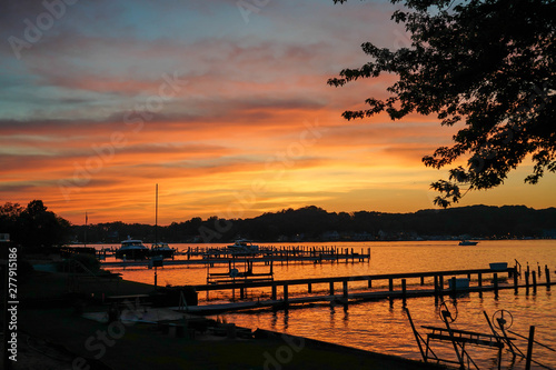 Sunset over Lake Macatawa in Holland Michigan