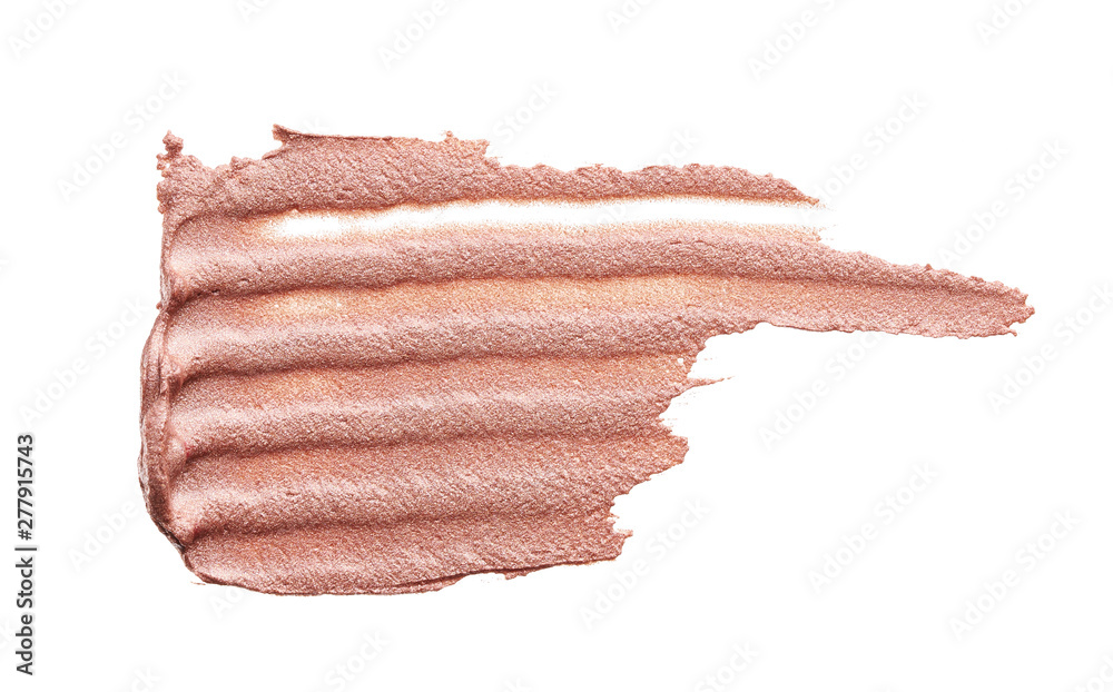 Fototapeta premium Beige makeup smear and texture of of creamy foundation isolated on white background.
