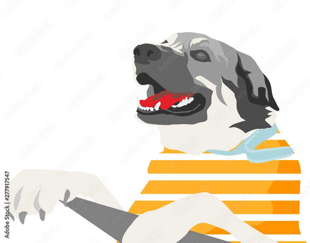 colorful dog illustration (cartoon) - obrazy, fototapety, plakaty 