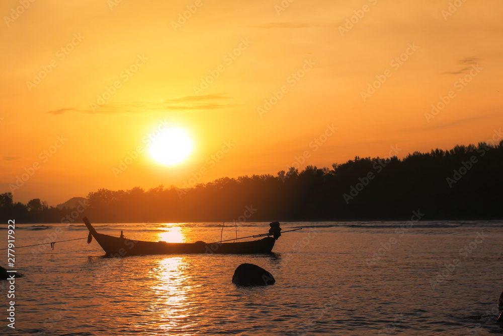Wooden Boat at Sunrise, Nai Yang Beach, Phuket, Thailand