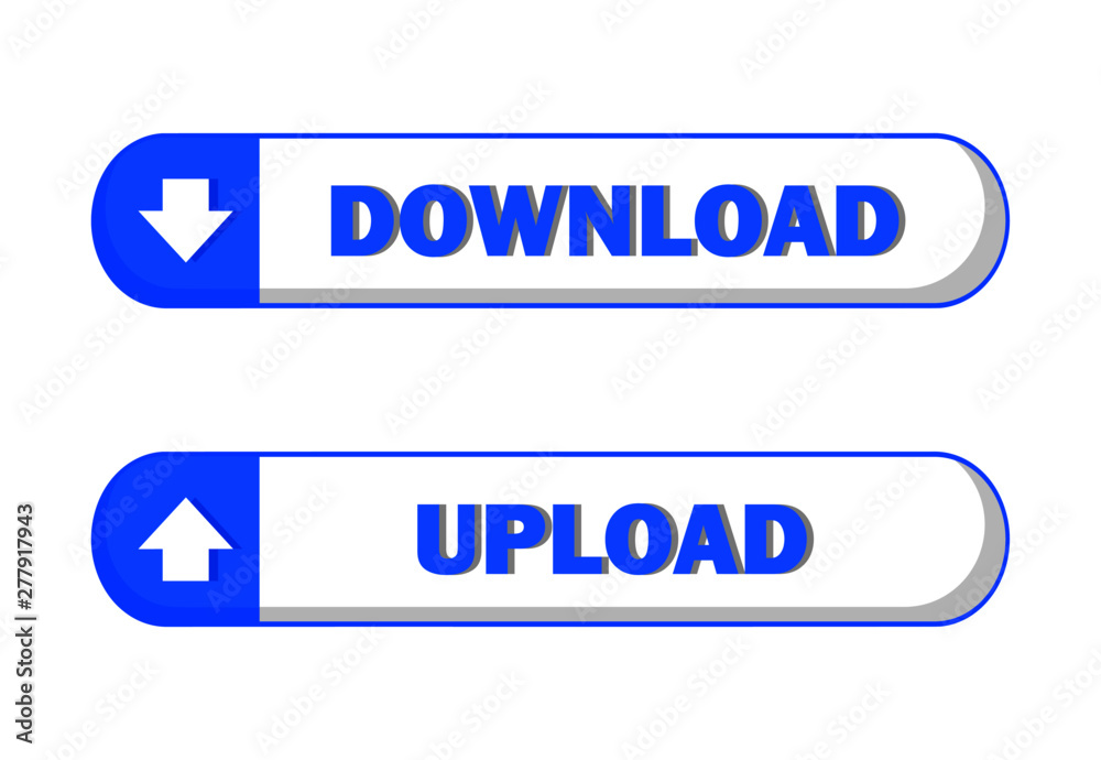 blue button download and upload set for web. isolated vector. blue button download and upload set for web. isolated vector.