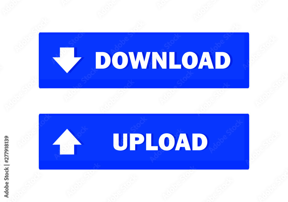 blue button download and upload set for web. isolated vector. blue button download and upload set for web. isolated vector.