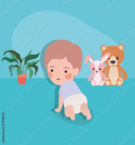 little baby boy crawling character