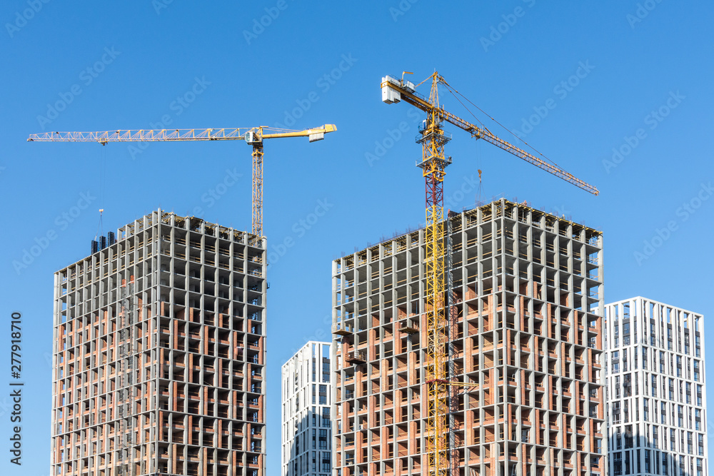 Construction of residential buildings, new multi-storey houses in Kiev, the capital of Ukraine