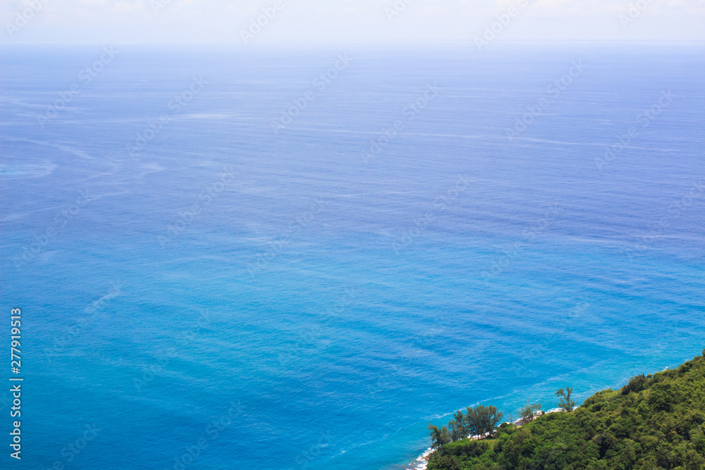 Phuket  blue sea background, small island Mountain , Black Rock View Point in Thailand