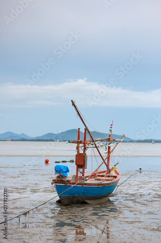 fishing boats  on beach ,Prachuap-Bay,Thailand