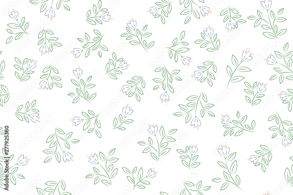 Obraz premium Botanical seamless pattern on white background. Vector illustration