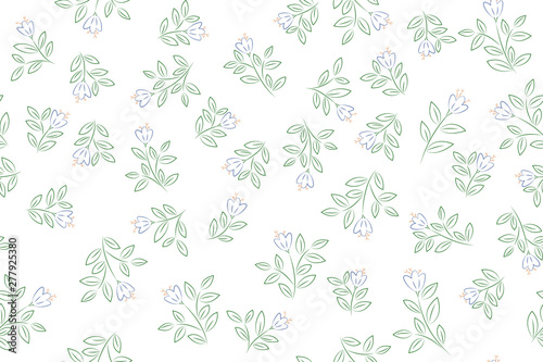 Botanical seamless pattern on white background. Vector illustration