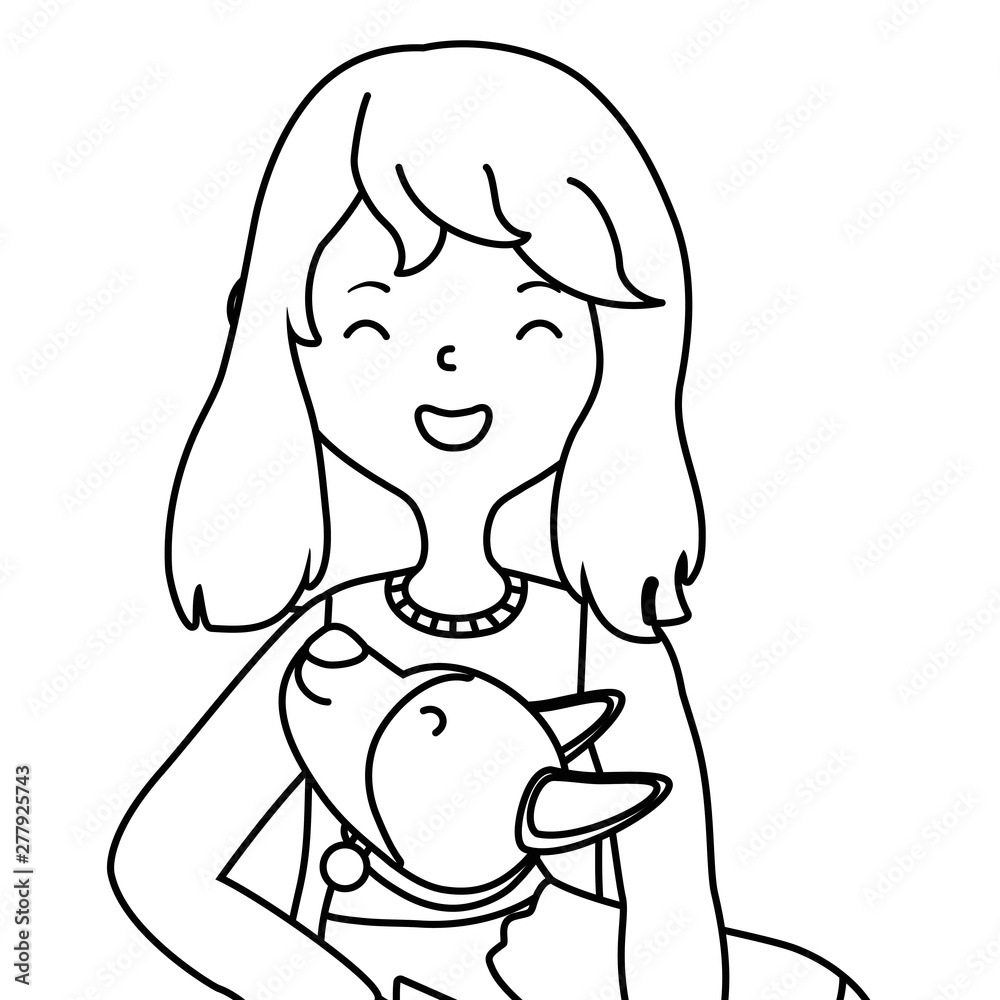 Girl with dog cartoon design