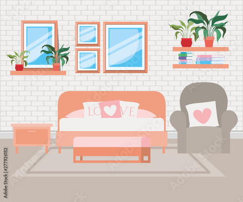 beautiful bed room house scene