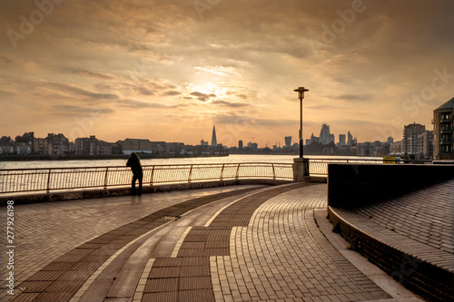 Watching the sunset in the city