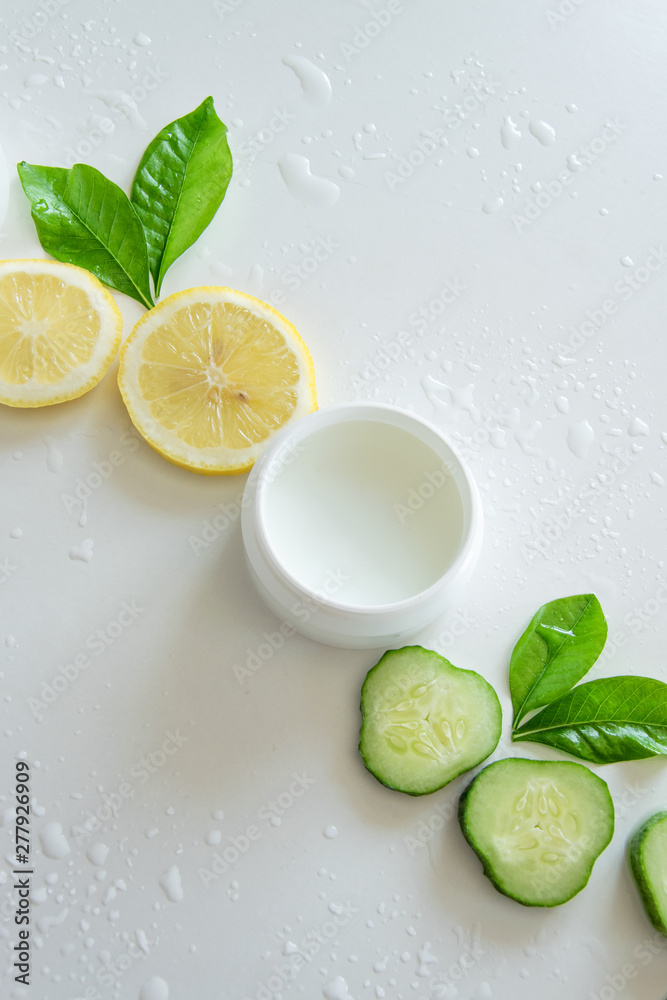 Top view of natural organic cosmetic products. Healthy skin care treatment