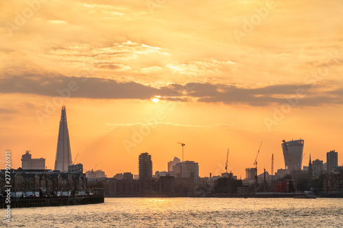 sunset over the London skyline England