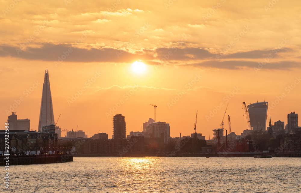 sunset over the London skyline England