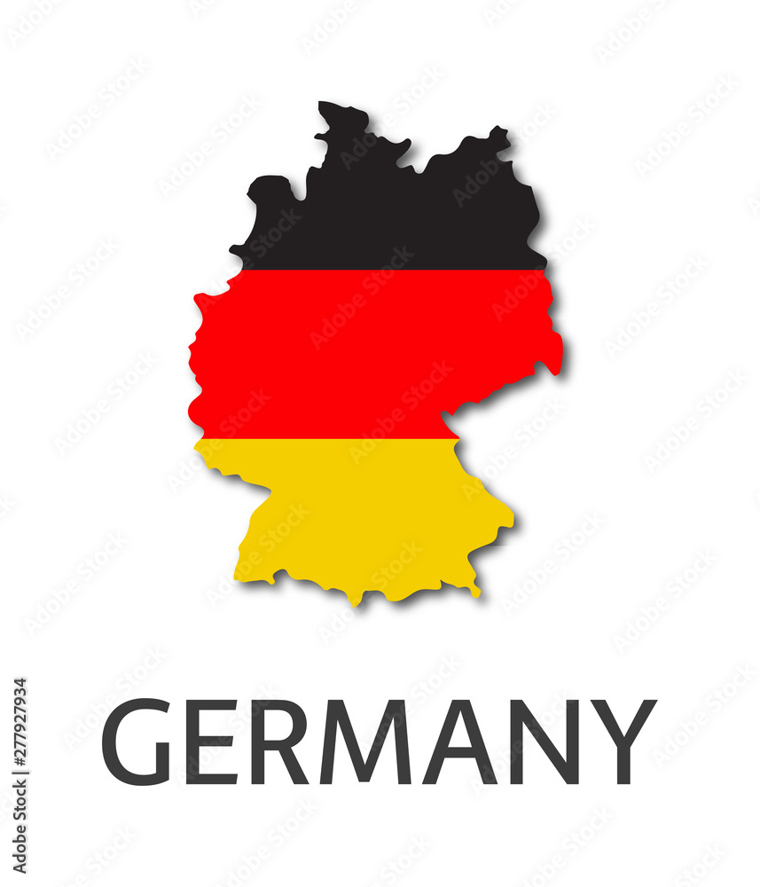 Simple illustration of the state of Germany in the appearance of the German flag isolated on a white background Simple illustration of the state of Germany in the appearance of the German flag isolated on a white background