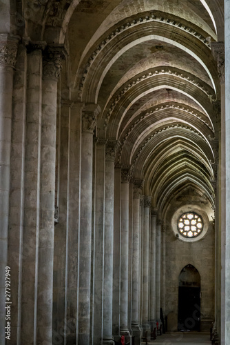 Side nave in the Vienne Cathedral, a medieval Roman Catholic church dedicated to Saint Maurice, Vienne, France