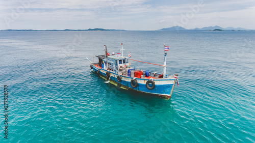 Εκτύπωση καμβά Top view from sky  group of wooden fishery boat.