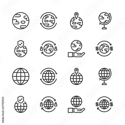 Global related icon set.Vector illustration.