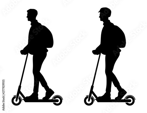 Elektrorollerfahrer mit und ohne Helm